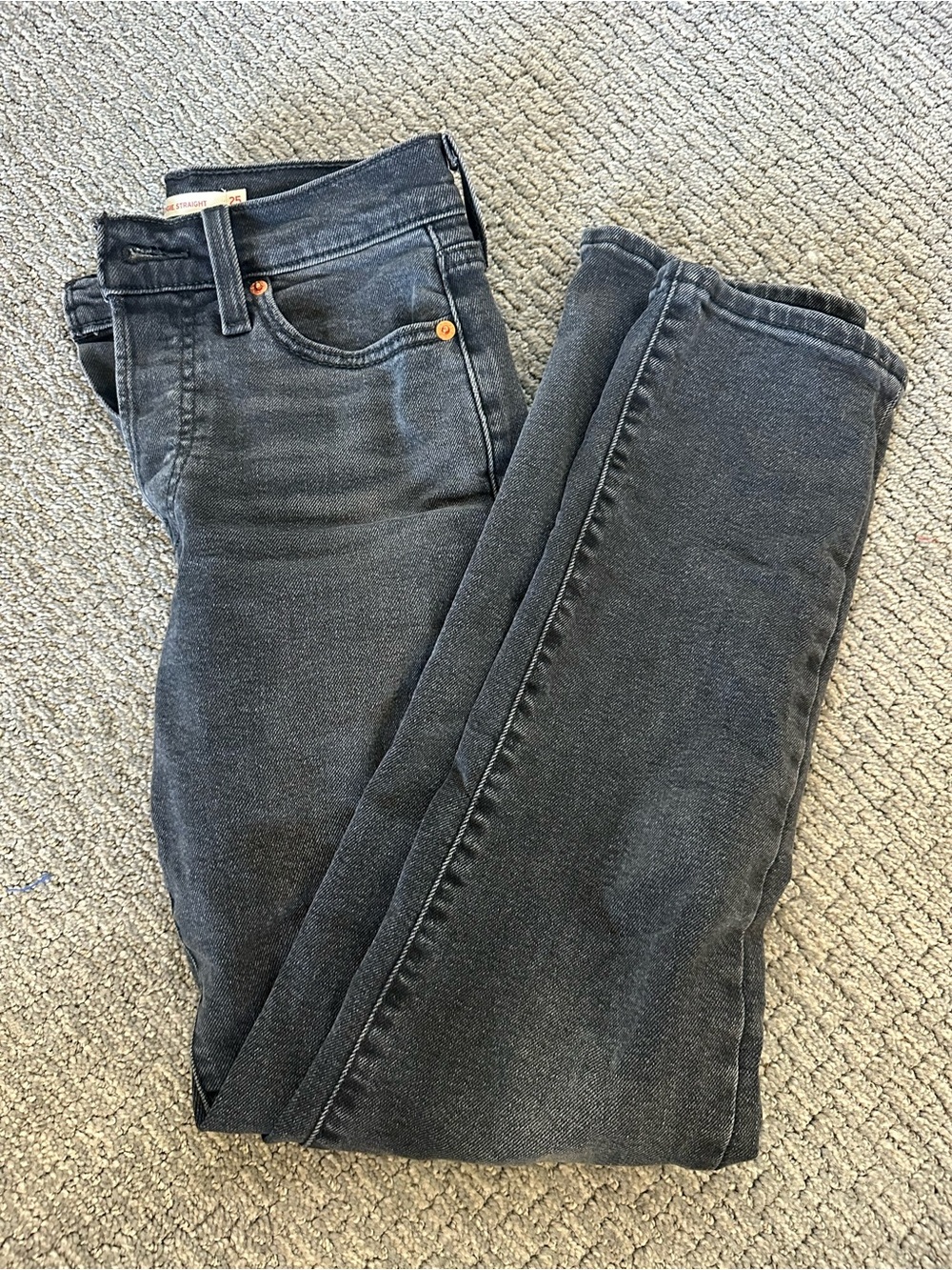 Levi's Women's Wedgie Straight Jeans in Faded Black Grey